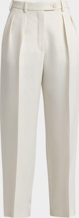 Loro Piana Bart Pleated Taper Leg Wool Trousers
