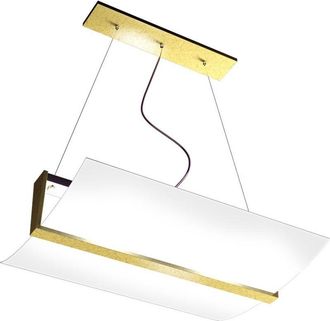 Top-Light Top-light - Sospensione Contemporanea Wood Metallo Foglia Oro Vetro Bianco 2 Luci E27