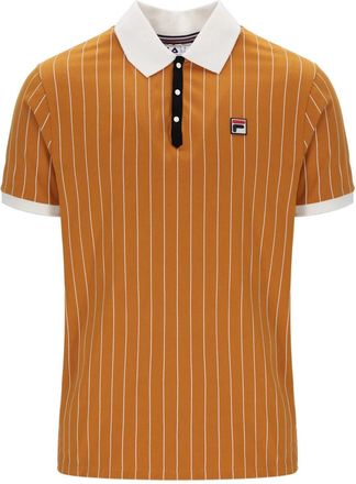 Fila BB1 Classic Polo Shirt, Pumpkin Spice with White Stripes, Contrast Collar, Short Sleeve (UK, Alpha, L, Regular, Regular, Spice/Gardenia/Black)