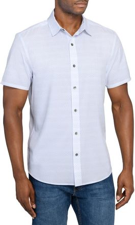 W.R.K Slim Fit Micro Geo Short Sleeve Performance Button-Up Shirt in White at Nordstrom, Size Xx-Large