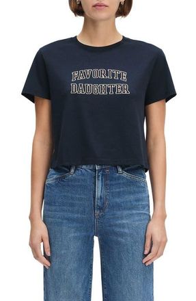 Favorite Daughter Cropped Collegiate Tee in Navy/burgundy at Nordstrom, Size Large