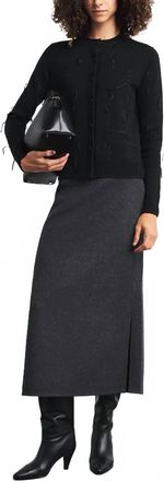 Lafayette 148 New York Ribbon Hand Embellished Cardigan In Black