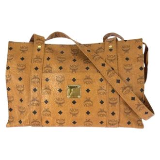 MCM Pre-owned Tote Bags, female, Brown, Size: ONE SIZE Pre-owned Visetos PVC shoulder tote bag