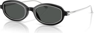 Emporio Armani Onregelmatige Zonnebril - Dames - Zonnebrillen - Zwart - 49 MM - Accessoires