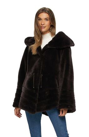 Gorski Genuine Shearling Jacket Reversible To Taffeta in Brown/black at Nordstrom, Size X-Small