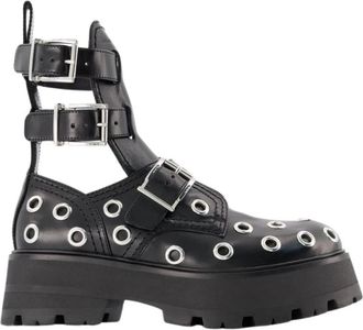Alexander McQueen Enkellaarsjes - Dames - Enkellaarsjes - Zwart - 39 EU - Leer - Schoenen