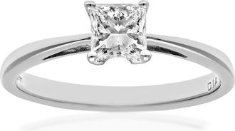 Jewelco London Platinum Princess 1/2ct Diamond 4 Claw Solitaire Ring 5mm - PR0AXL9545PTJPK