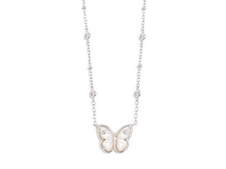 Kendra Scott Cailey Butterfly Short Pendant Womens Necklace Womens Necklace Silver Ivory Mother-of-Pearl, Brass