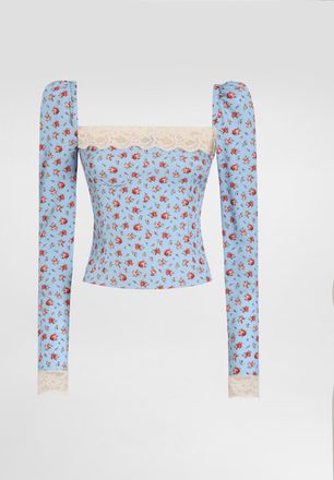 Dolce & Gabbana Small Rose-print Charmeuse Top - Woman Shirts And Tops Multicolor 40