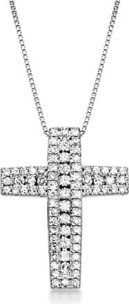 Ross-Simons Lab-Grown Diamond Cross Pendant Necklace in Sterling Silver