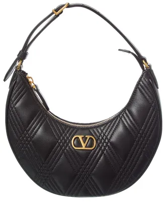 Valentino Vlogo Signature Leather Hobo Bag