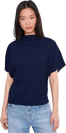 Vince Camuto Cowl Neck Short Flutter Sleeve Blouse Womens Clothing Classic Navy : SM, Polyester/Spandex