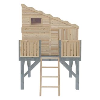 Shires Command Post + Platform Playhouse Kids Wendy House in Brown
