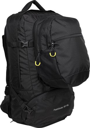 Mountain Warehouse Pathfinder Unisex Rucksack with Detachable Daypack Water Resistant Bag Black