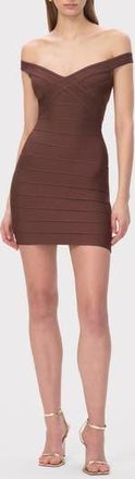 Hérve Léger The Rachel Bandage Minidress in Coffee at Nordstrom Rack, Size Medium