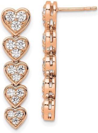 Diamond2Deal 14k Rose Gold 1 ct Lab Grown Diamond Heart Dangle Earrings VS Clarity, D-E Color