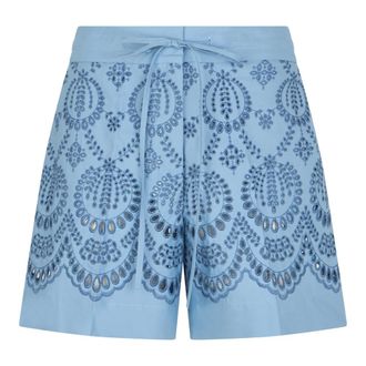 P.A.R.O.S.H. Casual Shorts, female, Blue, Size: XS Floral Lace Panel Shorts