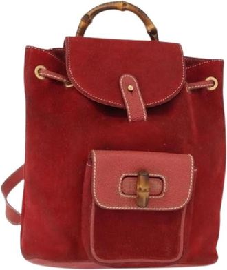 Gucci Pre-owned Suede Rugzak - Dames - Vintage Rugzakken - Rood - ONE Size - Su&egrave;de - Vintage