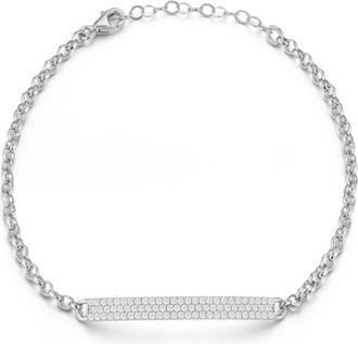 Glaze Jewelry Sterling Silver Thin Pave ID Bracelet