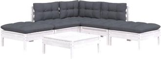 vidaXL Vidaxl - Muebles De Jard&iacute;n 6 Pzas Con Cojines Blanco Madera De Pino