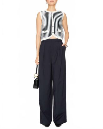 Veronica Beard Leland Sleeveless Vest In Navy/off-White