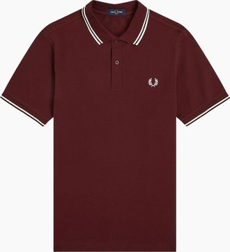 Fred Perry Mens Fred Perry Twin Tipped Polo Shirt Oxblood/Ecru/Ecru - Size: 42