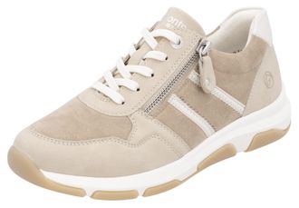 Remonte Keilsneaker REMONTE, Damen, Gr. 36, beige (hellbeige, creme), Lederimitat, Textil, Schuhe Keilsneaker, Freizeitschuh, Halbschuh, Schn&uuml;rschuh in vegane