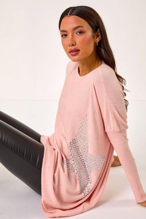 Roman Sparkly Star Longline Jumper