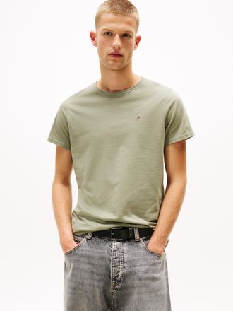 Tommy Jeans T-Shirt TOMMY JEANS TJM ESSENTIAL SOLID TEE, Herren, Gr. L, utility sage, Jersey, Obermaterial: 100% Baumwolle, Basic, slim fit normal, Rundhals, eing