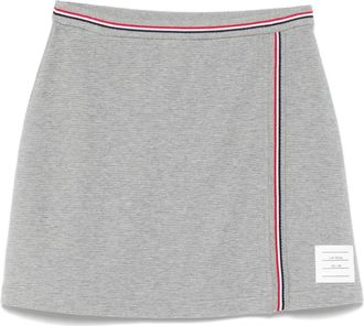 Thom Browne Minigonna in cotone con finitura a nido dape - Grigio