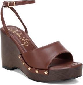 London Rag Colada Ankle Strap Studded Wedge Sandal in Brown at Nordstrom Rack, Size 8.5