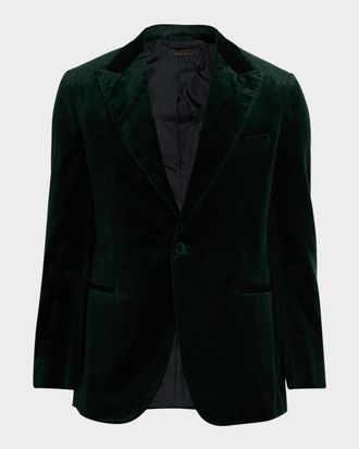 Brioni Men & apos;s Velvet Single-Breasted Blazer