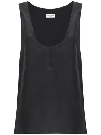 Saint Laurent Henley zijden tanktop - Grijs