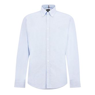 HUGO BOSS Heren Liam Patroon Kraag Lange Mouw Overhemd (Pastelblauw)