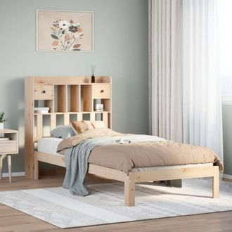 vidaXL Cama Con Estanter&iacute;a Sin Colch&oacute;n Madera Maciza De Pino 75x190 Cm Vidaxl