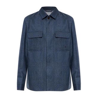 Etro Etro, Light Jackets, male, Blue, Size: XL Wool Jacket with Pockets