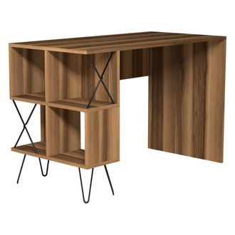 Dmora Escritorio Vida, 5 Estantes, 4 Espacios, Color Estante Marr&oacute;n, 120x60x79h Cm Marr&oacute;n Roble Oscuro