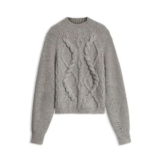 BOSS Cable-knit sweater in moulin&eacute; virgin wool
