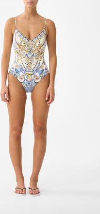 Camilla V Neck One Piece W Lace Up Tie Back in The Pottery Parlour at Nordstrom, Size X-Large Au