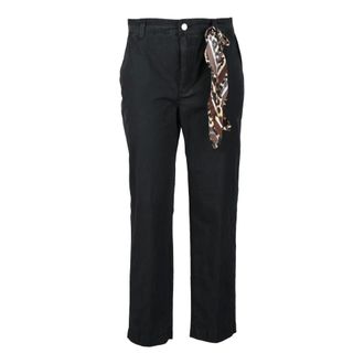 Guess Straight Trousers, female, Black, S, Cotton Chino Trousers with Zipper Closure