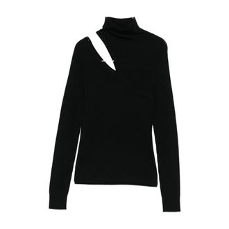 D.exterior Truien & Vesten, Dames, Zwart, S, Wol, Zwarte Wollen Trui Aw 25