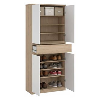 Dmora Dmora - Zapatero Nolwenn, Zapatero, Armario De Entrada Multiusos, Zapatero, 80x40 H192 Cm, Roble Y Blanco