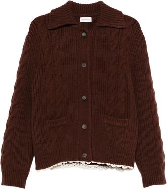 Magda Butrym Kabelgebreid vest met kraag - Bruin