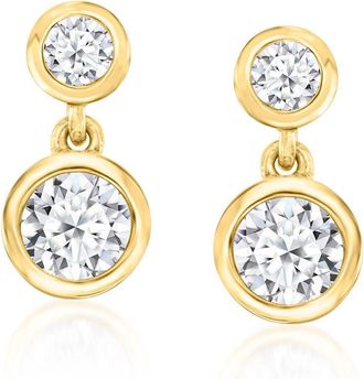 Ross-Simons Lab-Grown Diamond Double-Drop Earrings in 18kt Gold Over Sterling