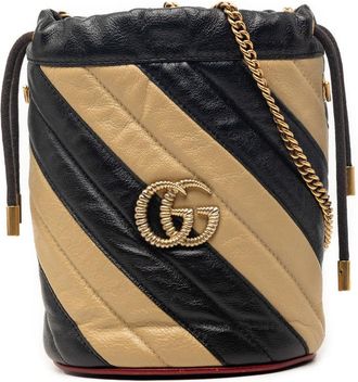 Gucci Pre-owned Gucci Mini GG Marmont Matelasse Diagonal Leather Torchon Bucket Bag Ladies RG5QNELOXG1AT8ZS