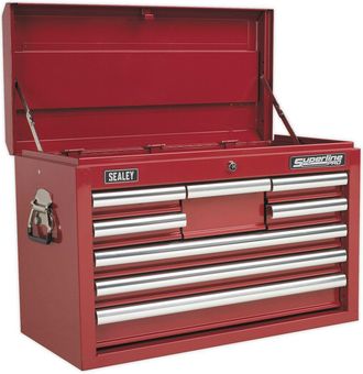 Loops 660 x 315 x 430mm RED 8 Drawer Topchest Tool Chest Lockable Storage Unit Cabinet