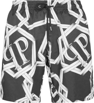 Philipp Plein Jogging Shorts PP Chains - Heren - Strandmode - Zwart - M - Polyester - Badmode