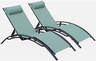 Sweeek Tumbona De Aluminio Textileno, Set De 2