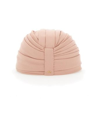 Valentino Garavani Womens Pink Asymmetrical Virgin Wool Headdress Hat