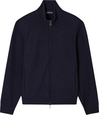 Emporio Armani Textured Sweatshirt Jacket - Heren - Vesten met rits - Blauw - XS - Katoen - Hoodies & sweatvesten